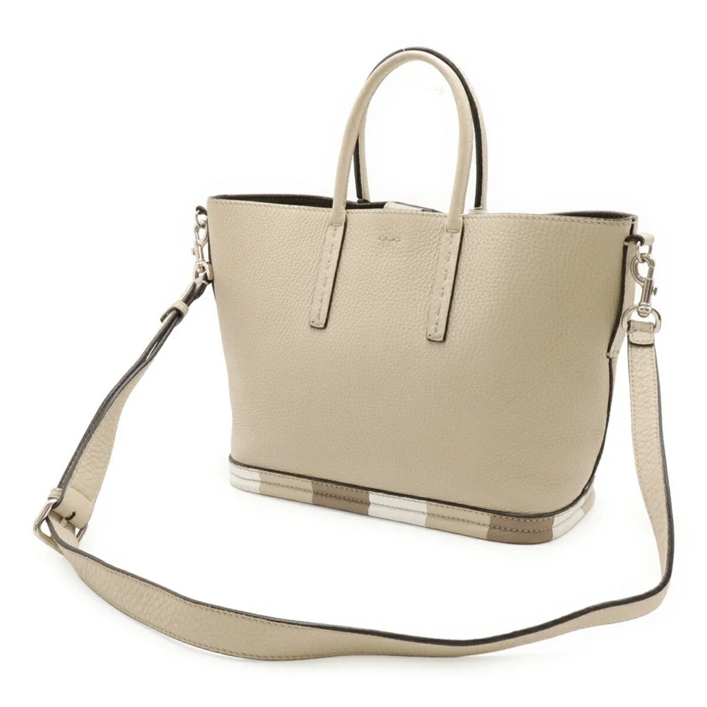 FENDI Cream Leather Shoulder Bag